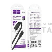 Кабель Type-C - Type-C HOCO X120, 1.0м, круглый, , пластик, PD60Вт, цвет: черный упакован (1/420)