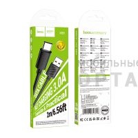 Кабель USB to Type-C HOCO X88 Gratified, 2,0м, 3A,  черный