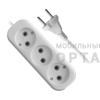 Удлинитель DEFENDER B230 3 гнезда, 5 метров, 10А/2200Вт, без заземления, ПВС 2х1,0мм, белый (1/40)