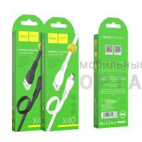 Кабель USB to Micro HOCO X40 Noah, 1m, 2.4A,  черный