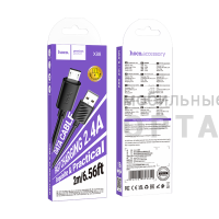 Кабель USB to Micro HOCO X88 Gratified, 2,0м, 2.4A,  черный