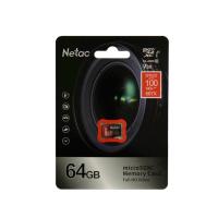 Карта памяти microSDXC 64Gb Netac, Extreme Pro, P500, Class10 UHS-I A1 V30, 100MB/s, без адаптера
